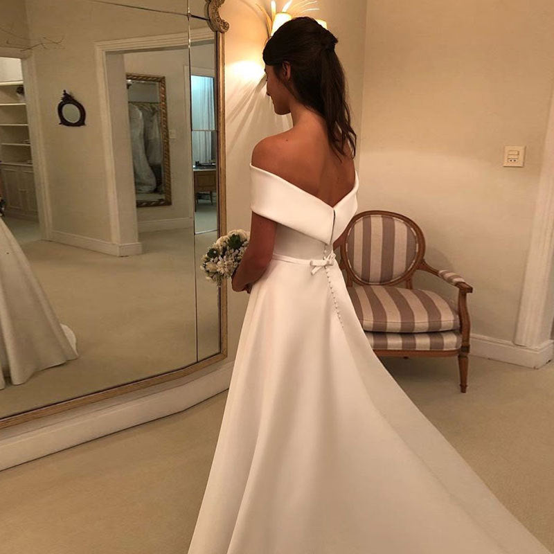 WW | Elegante Frauen Hochzeit Off-neck Kleid