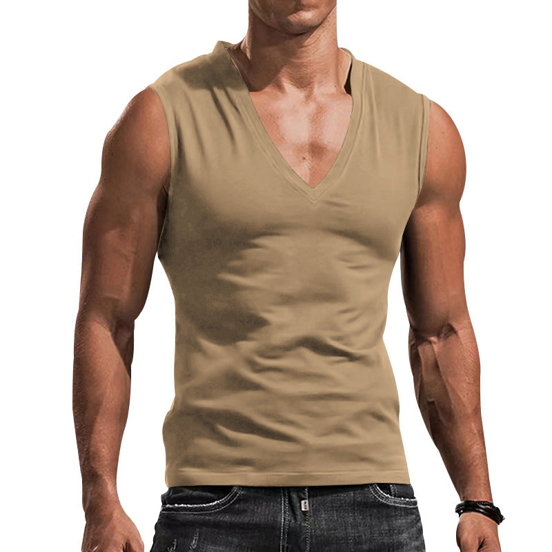 Herren ärmelloses V-Ausschnitt T-Shirt aus atmungsaktivem Material WW