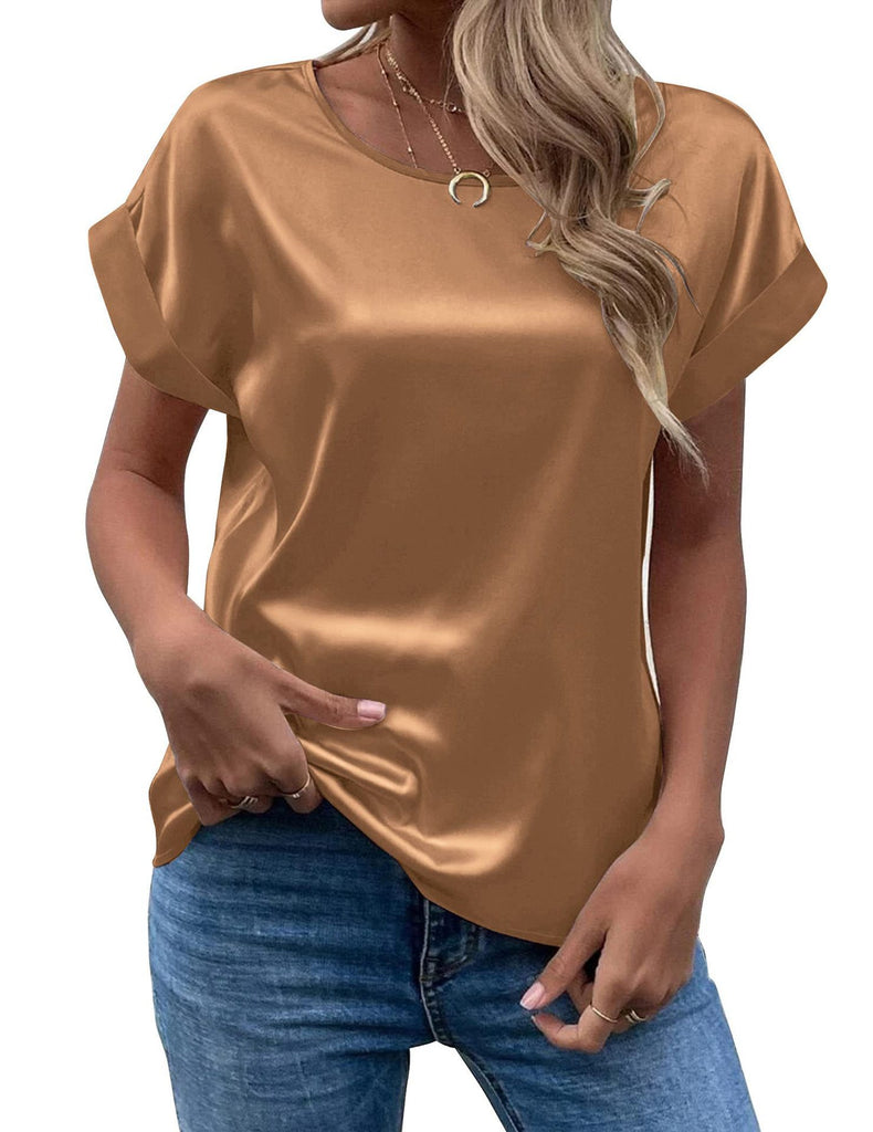 Damen Seidenshirt mit lässigem Schnitt und umgeschlagenen Ärmeln WW