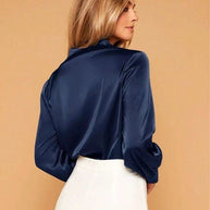 WW | V-Ausschnitt Langarm Satin Bluse