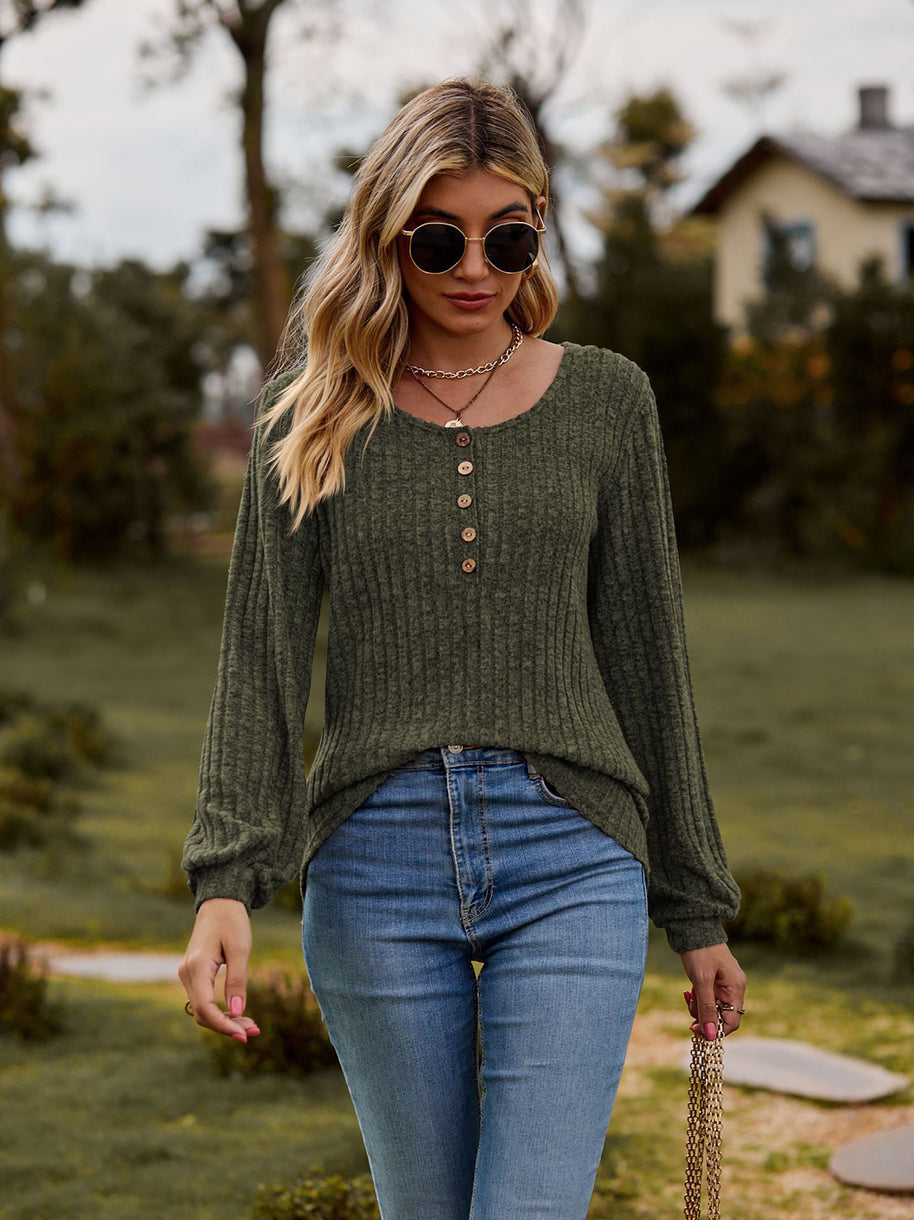 Damen Strickoberteil mit Knopfdetails und lässigem Schnitt WW