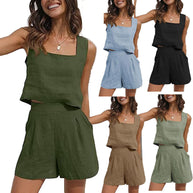 Damen Leichte Sommerbluse und Shorts Set WW