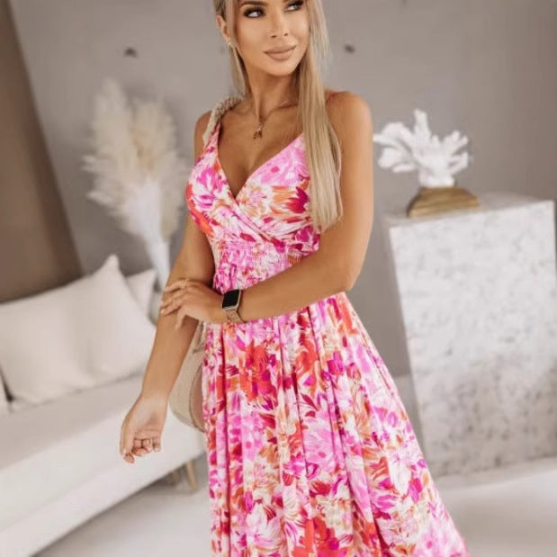 Damen Tropischer Druck Maxikleid W&W Mode