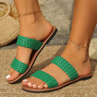 Damen geflochtene Sommer-Pantoletten mit ergonomischem Fußbett und rutschfester Sohle WW