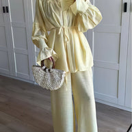 Damen Schicke Bluse und weite Hose im eleganten Look WW