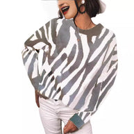 Damen Strickpullover mit modernem Streifenmuster und lässigem Schnitt WW