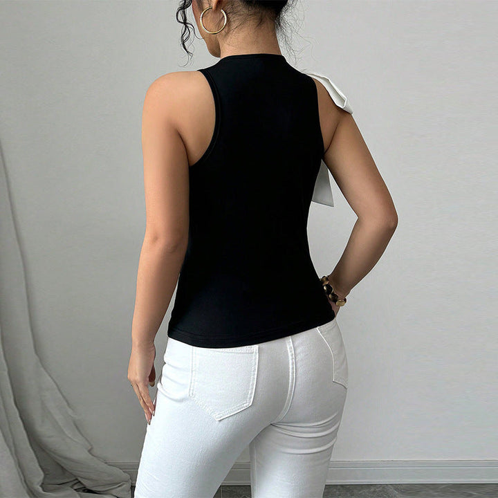 Damen ärmelloses Top mit eleganter Schleifenapplikation W&W Mode