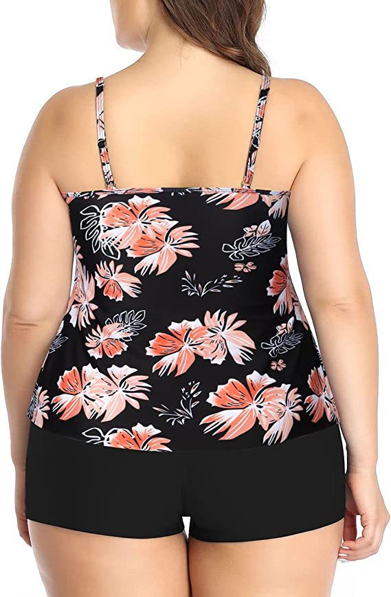 Damen Tankini-Set mit charmantem Flatteroberteil und bequemen Shorts WW