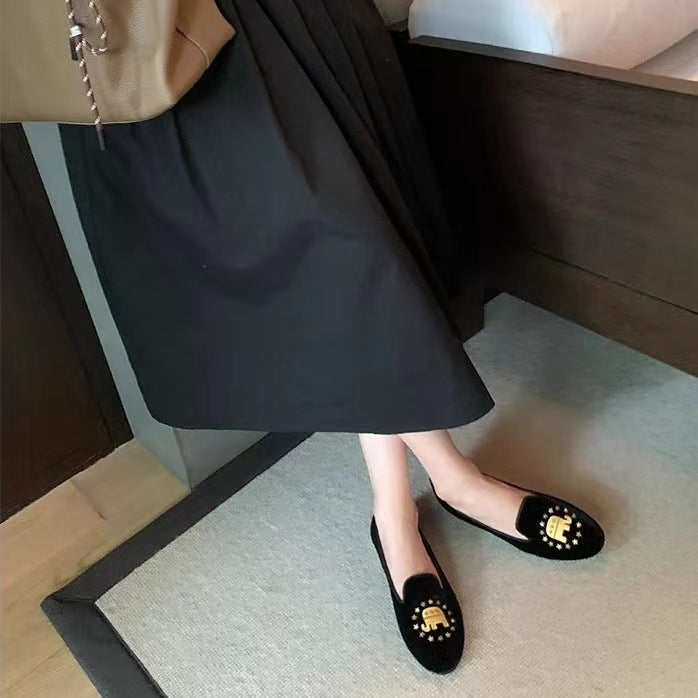 Damen Bestickte Samt Slipper WW