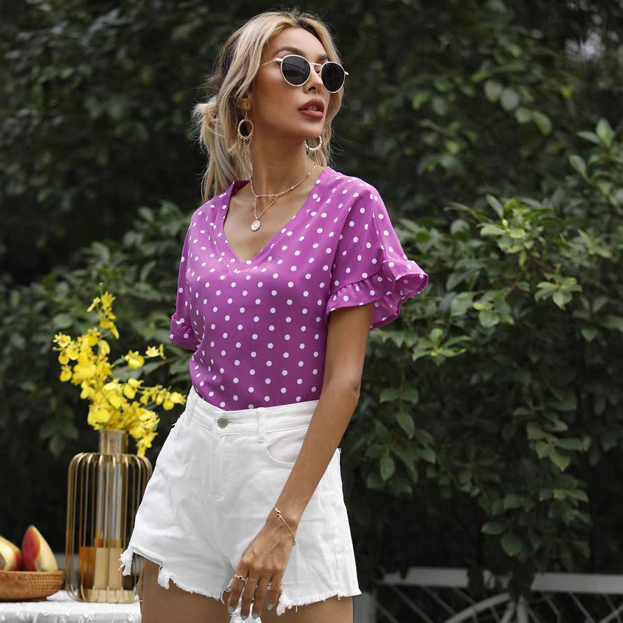 Damen Bluse mit Rüschendetails und trendigem Punktmuster WW