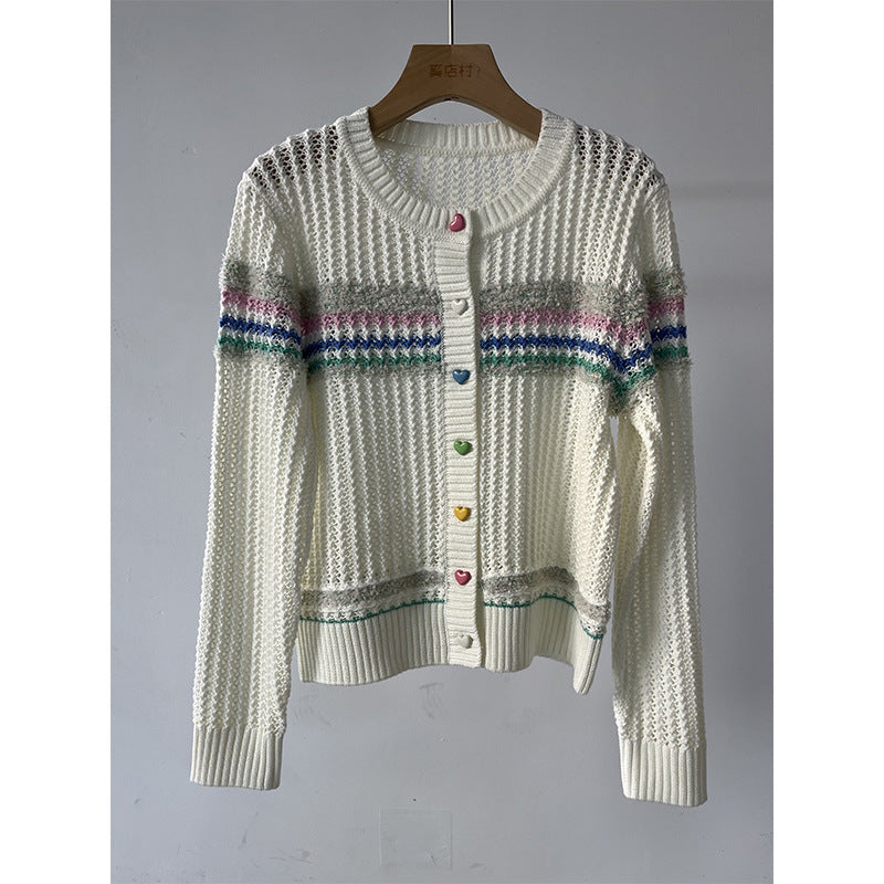 Damen Chunky Cardigan mit bunten Knopfdetails WW