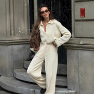 Damen Bequemes Strick-Ensemble aus weicher Baumwolle WW