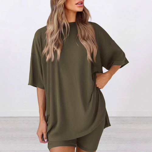 Damen Bequeme Oversized T-Shirt mit Seitenschlitzen WW