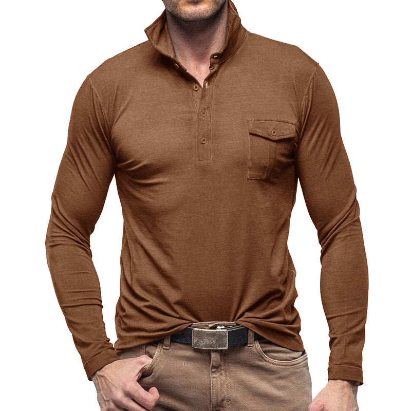 Herren Langarm Poloshirt mit modernem Stehkragen WW