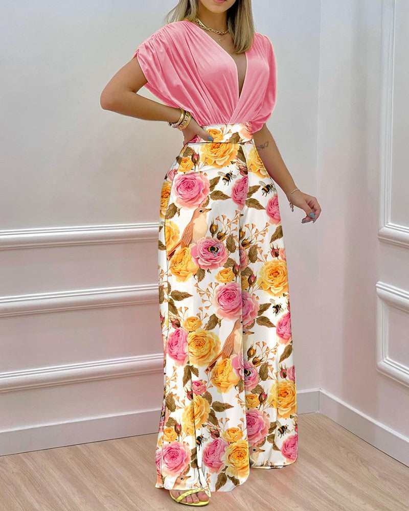 Damen Weit geschnittene Sommerhose mit floralem Design WW
