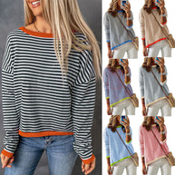 Damen lässiger gestreifter Pullover WW
