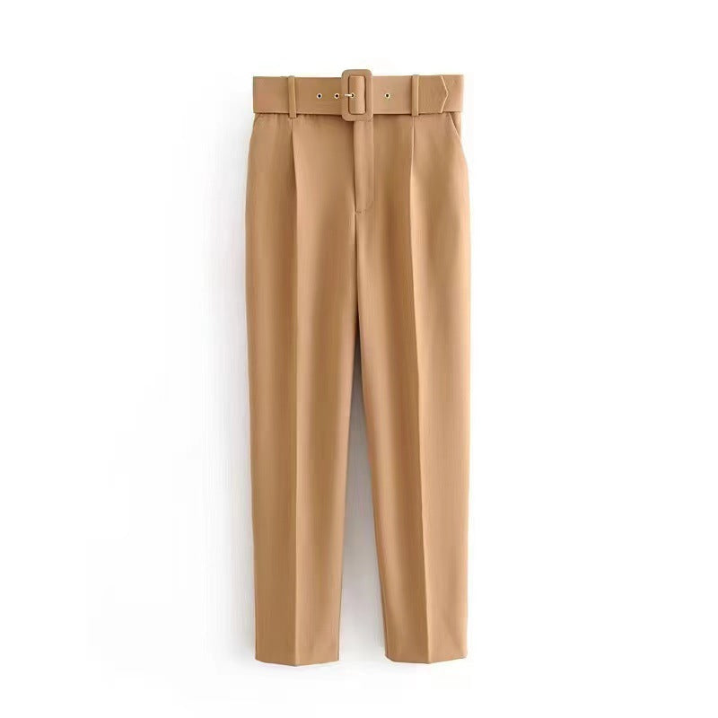 Damen weite Hochbundhose mit schickem Gürtel WW
