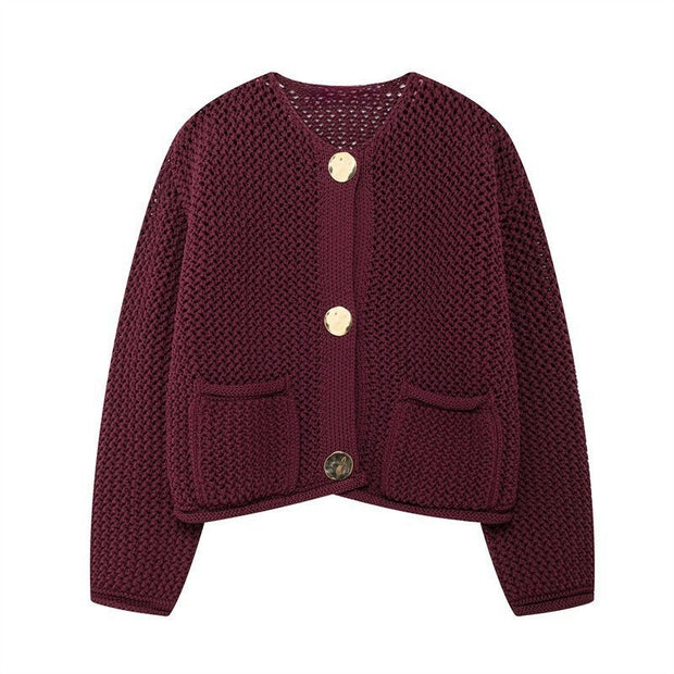 Damen Strickjacke mit offener Maschenstruktur und komfortablen Taschen WW