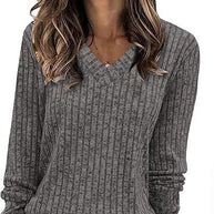 Damen Strickpullover mit V-Ausschnitt und strukturiertem Rippendesign WW