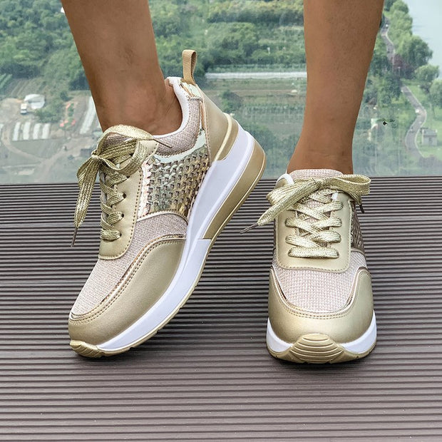 Damen Sneakers mit modischem Metallic-Akzent und atmungsaktiver Dämpfung W&W
