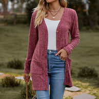 Damen Strickjacke mit strukturiertem Muster und praktischen Taschen WW