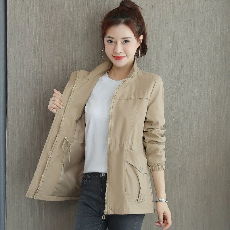 Damen-Trenchcoat mit Reißverschluss und leichter Ausführung
