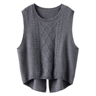 Damen Ärmellose Strickweste mit Zopfmuster und modernen Details WW