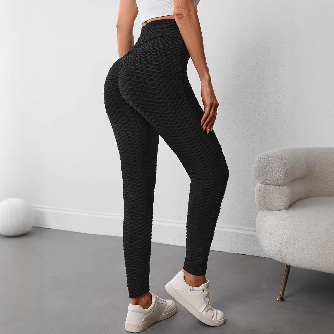 Damen Hochtaillierte Sportleggings mit strukturierter Oberfläche W&W Mode
