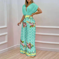Damen Jumpsuit mit tiefem V-Ausschnitt und weitem Bein WW