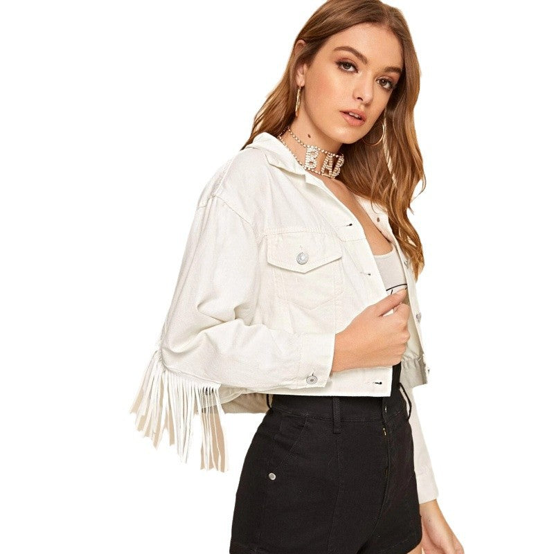 Damen
Kurze Fransenjacke mit trendigem Design und lässigem Schnitt WW