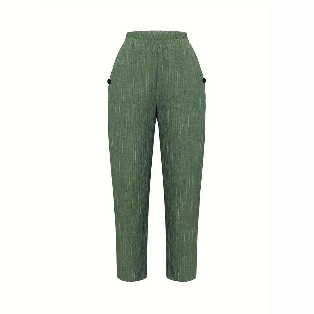 Damen Bequeme und luftige Leinenhose mit seitlichen Taschen W&W