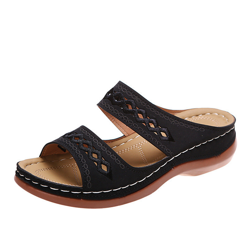 Damen Clogs mit verzierten Riemen und ergonomischem Fußbett WW