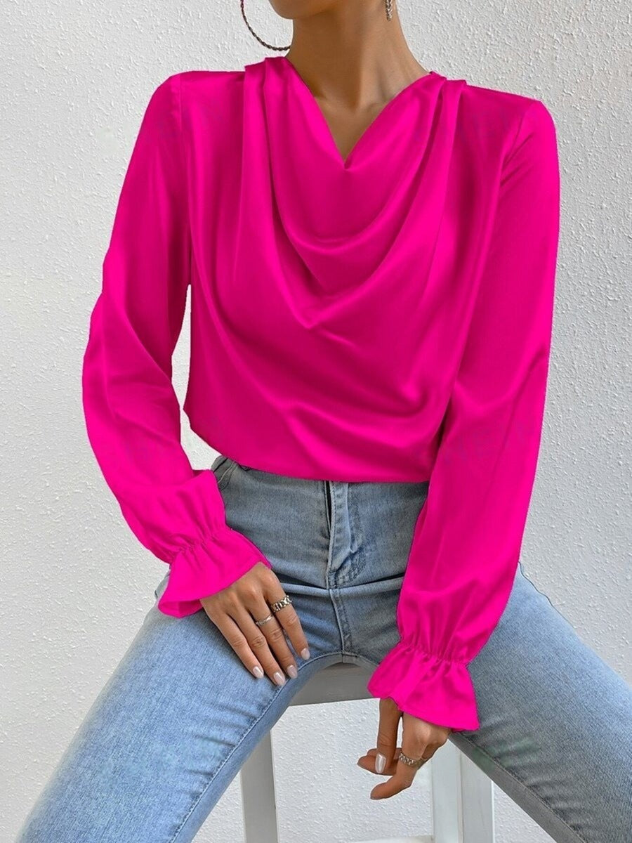 WW | Satin Langarmbluse Top
