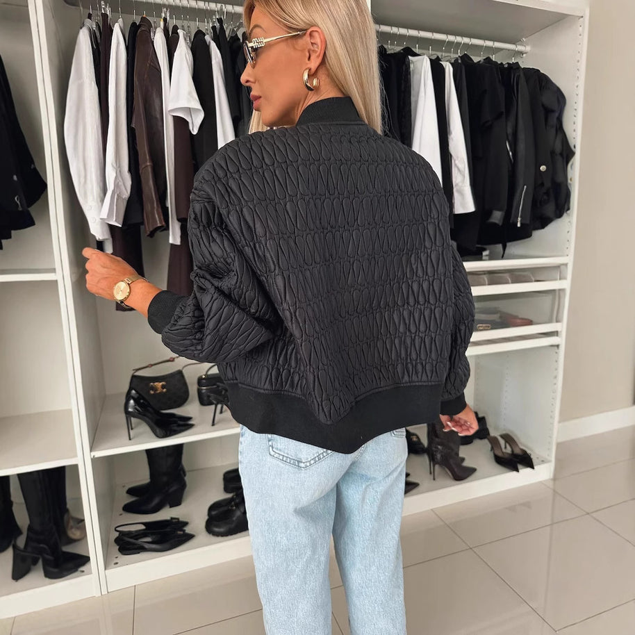 Damen Stepp-Bomberjacke mit elastischen Bündchen und modernem Reißverschluss WW