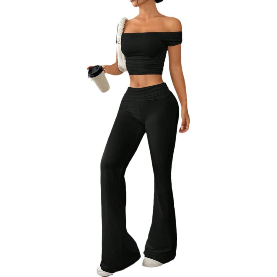 Damen cropped Oberteil und Palazzo-Hose Set W&W
