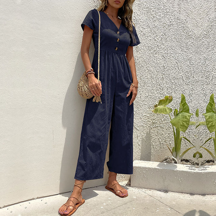 Damen Jumpsuit mit knöpfbaren Details und luftigem Schnitt W&W Mode