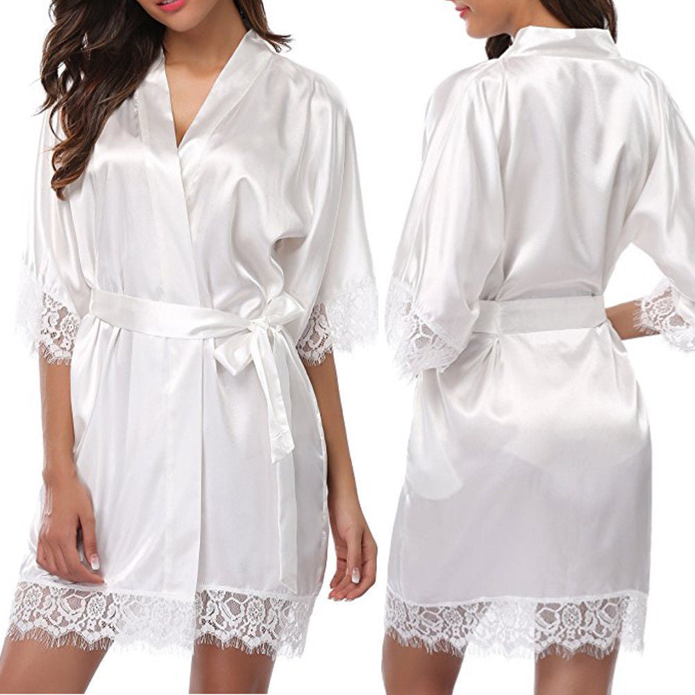Damen Satin Spitze Robe WW