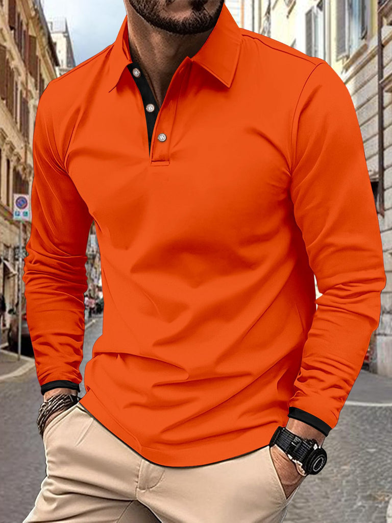 Herren Langarm Poloshirt mit stilvollem Kragen und eleganten Knopfdetails WW