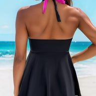 Damen Badekleid mit modischem Wickeldesign und figurformender Silhouette WW