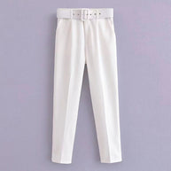 Damen weite Hochbundhose mit schickem Gürtel WW