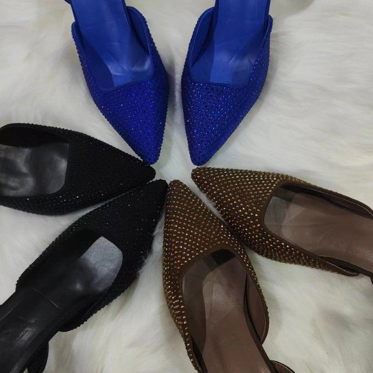 Damen Slingback-Pumps mit funkelndem Strass-Akzent und elegantem spitzem Design WW