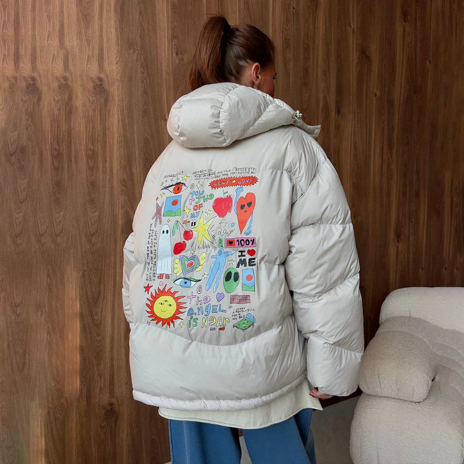 Damen Steppjacke mit kreativem Druckdesign WW