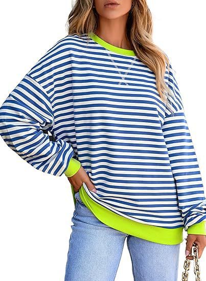 Damen lässiger Sweater mit breiten Streifen WW
