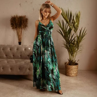 Damen Tropischer Druck Maxikleid W&W Mode