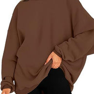 Damen oversized Kapuzenpullover mit seitlichen Schlitzen WW