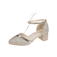 Damen elegante Schlupf-Pumps mit transparentem Riemchen und modischem Glitter W&W