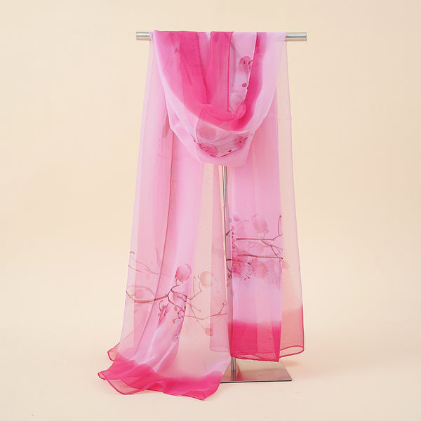 Damen Chiffon-Schal mit floralem Design und leichtem Fall WW