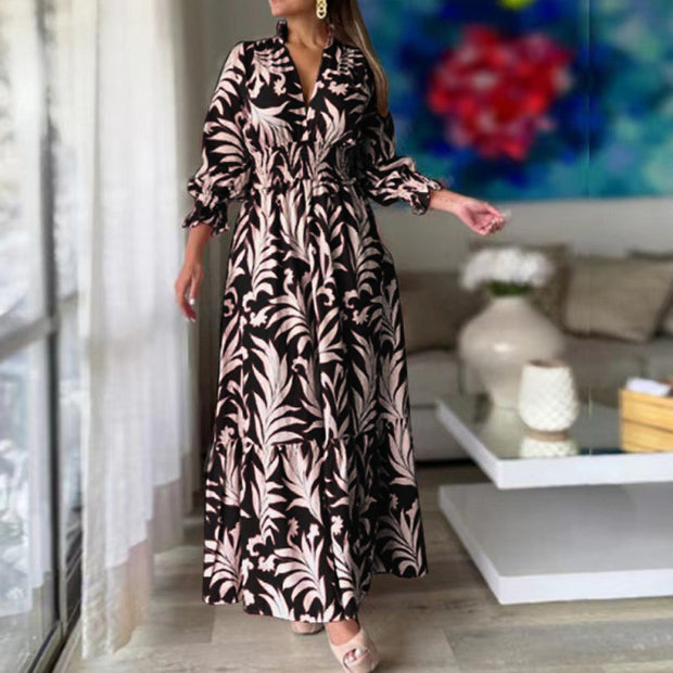 Damen Maxikleid mit floralem Design und voluminösen Ärmeln WW