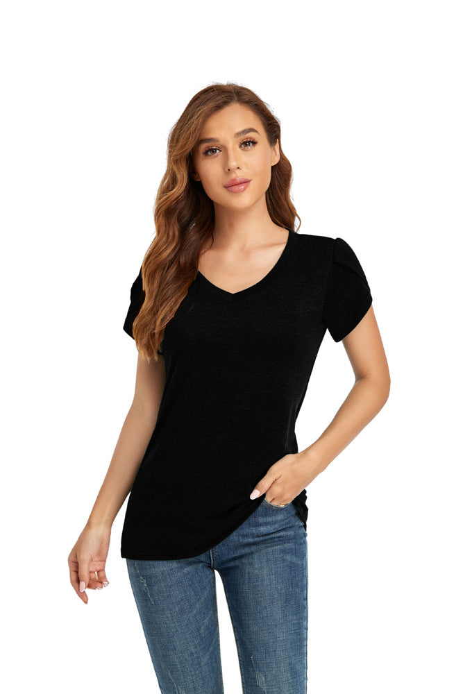 Damen V-Ausschnitt T-Shirt mit lässigem Schnitt und bequemen Material WW