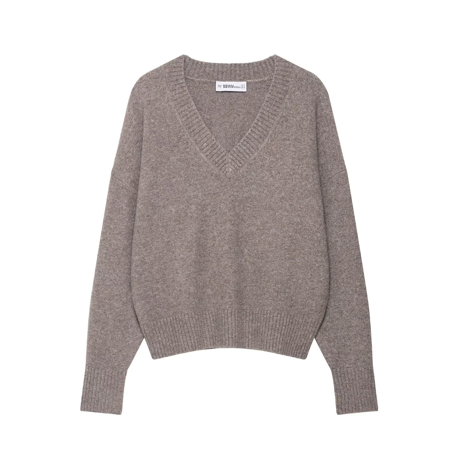 Damen Pullover mit V-Ausschnitt und feinem Strick WW
